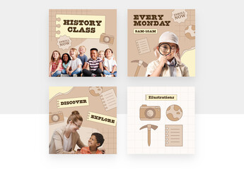 History Class Themed School Education Social Media Banners