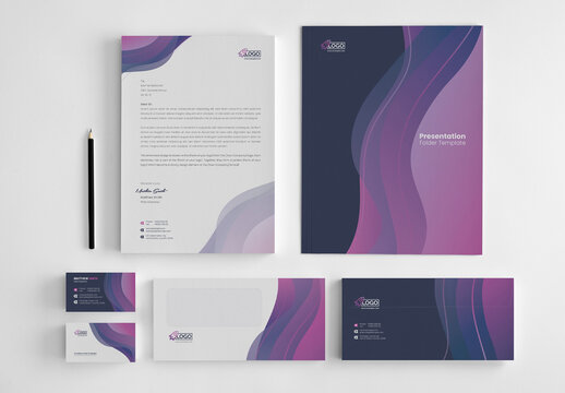 Clean Gradient Shade Stationery Vector Layout