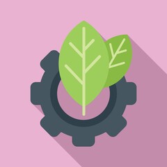 Eco gear icon flat vector. Nature clean