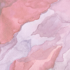 Colorful watercolor background in red and lilac shades. Hand-drawn watercolor image isolated on white background. Vector illustration.