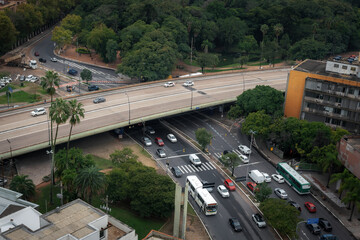 Fototapeta na wymiar Imperatriz Leopoldina Viaduct and Joao Pessoa Avenue - Porto Alegre, Rio Grande do Sul, Brazil