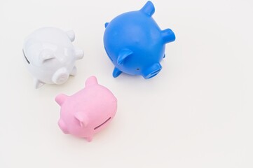 piggy bank on a bright white desk background