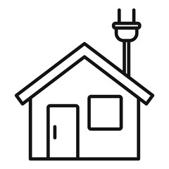 Eco house energy icon outline vector. Save electric