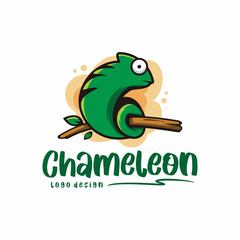 green chameleon mascot logo design
