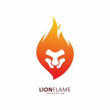 lion fire flame logo design