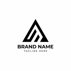 Creative Initial letter M or AM triangle logo design template