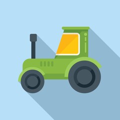 Obraz na płótnie Canvas Farm tractor icon flat vector. Village farming