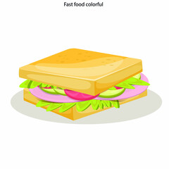 Fast food icons colorful 3d sketch