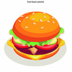 Fast food icons colorful 3d sketch