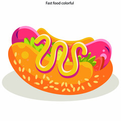 Fast food icons colorful 3d sketch