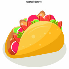 Fast food icons colorful 3d sketch