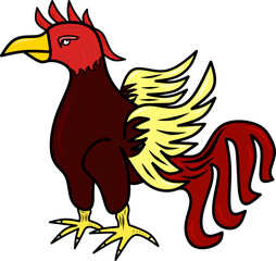 Catoon rooster isolated on white background