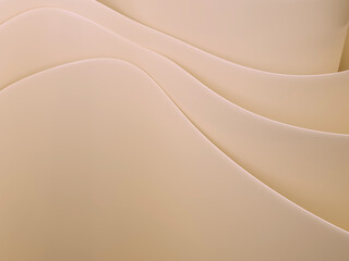 3d wallpaper abstract background beige color with wave and light. Wavy swirly fabric. 3d rendering illustration.