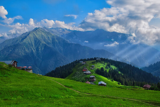Pokut Plateau Rize Camlihemsin, Pokut plateau in the Black Sea and Turkey. Rize, Turkey. Beautiful highland landscape