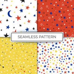 Collection of star patterns colorful space sky design for printing