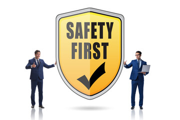 Safety first concept with businessman