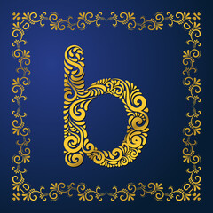 b latter art using custom brush art and beautiful Arabic mandala frame background