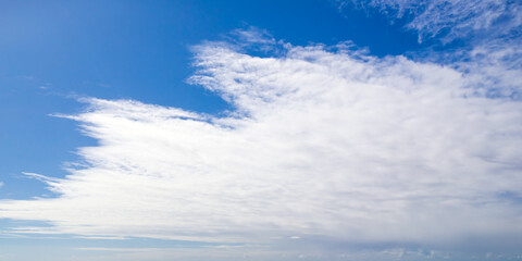 White clouds in blue sky, natural texture, panoramic photo