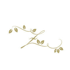 Gold foliage, script letter z