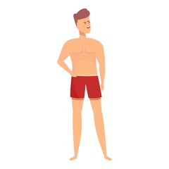 Fototapeta premium Beach lifeguard icon cartoon vector. Safety water. Sea swim