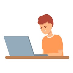 Fototapeta na wymiar Laptop education icon cartoon vector. Computer kid. Internet study