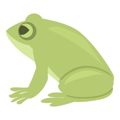 Frog icon cartoon vector. Cute green. Green leaf