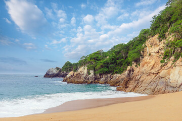 Huatulco bays - Cacaluta beach. Secret beach in Mexico only acessible by a trail in the jungle