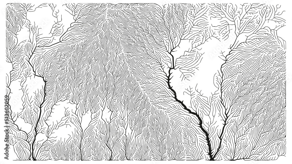 Poster growth pattern. generative branching structure. organic net of vessels texture.