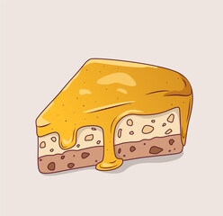 Cake. Piece of cake with caramel fudge