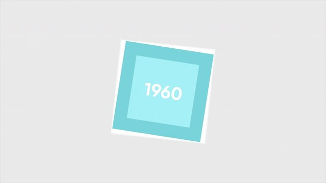 Animation with date for video. Motion. Stylish animation with old date of last century for content. Intro design with date of 1960s