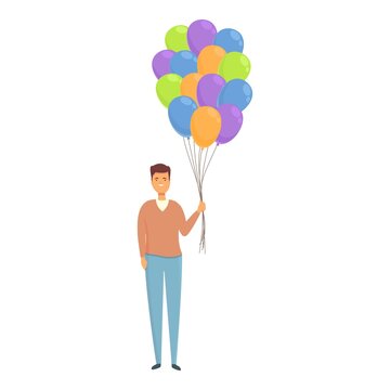 Acrobat balloon seller icon cartoon vector. Street selling. Happy man