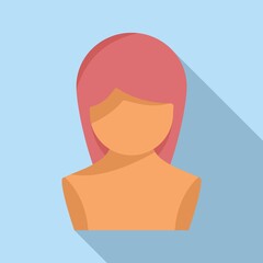 Girl wig icon flat vector. Head hair