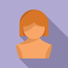 Short wig icon flat vector. Head style