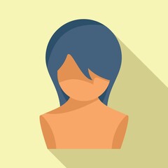 Caps wig icon flat vector. Long style