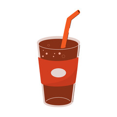 Cartoon coca cola glass with a straw.