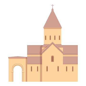 Armenia church icon cartoon vector. Monastery map. Travel country