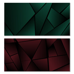 Abstract polygonal pattern. Set of two dark gradient polygonal backgrounds. Background design, cover, postcard, banner, wallpaper