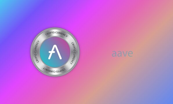 aave virtual currency images. 3d illustration. editorial image