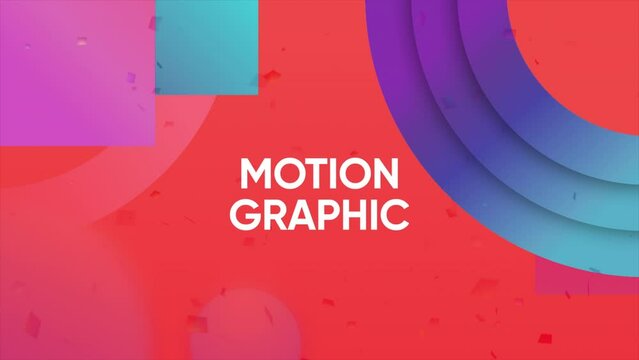 Motion graphic inscription on geometric background. Motion. Figures and falling particles and the phrase motion graphic.