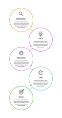 Vertical infographic design with icons and 5 options or steps. Thin line. Infographics business concept. Can be used for info graphics, flow charts, presentations, mobile web sites, printed materials.