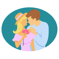 Love story card. Vector flat design concept for wedding, engagement, Valentines Day and other users.
