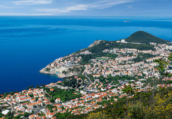Fototapeta na wymiar Mt. Srd view looking away from Old Town toward the west in Dubrovnik
