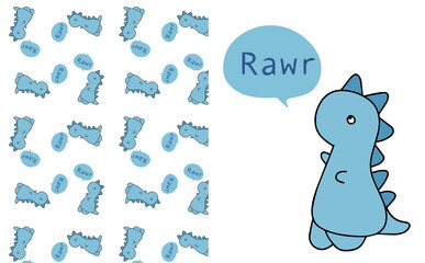 Blue Dinosaur Gift Wrap