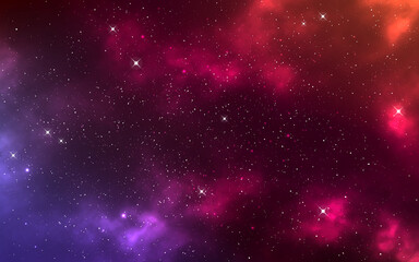 Fototapeta na wymiar Color galaxy. Bright cosmos texture with constellations. Realistic starry nebula. Glowing space backdrop. Colorful cosmic wallpaper. Vector illustration