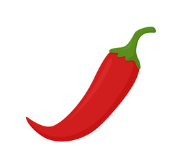 Red hot chili pepper isolaten on white. Vector illustration vegetables.