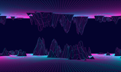 Meta verse of Parallel Worlds, virtual world and reflection in the sky. Game, virtual reality. Vector illustration.