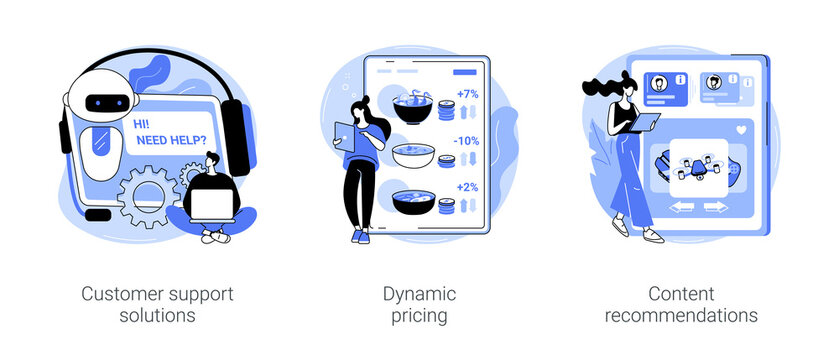 AI marketing solutions isolated cartoon vector illustrations se