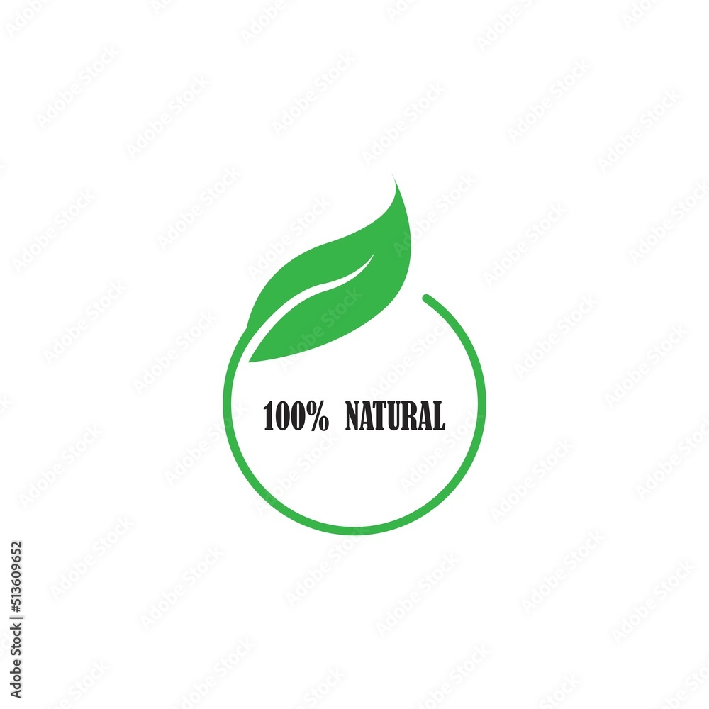 Sticker 100% natural icon