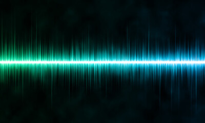 Blue and green digital sound wave on dark background