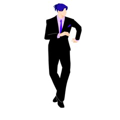 スーツでダンスをする男性　主線なし